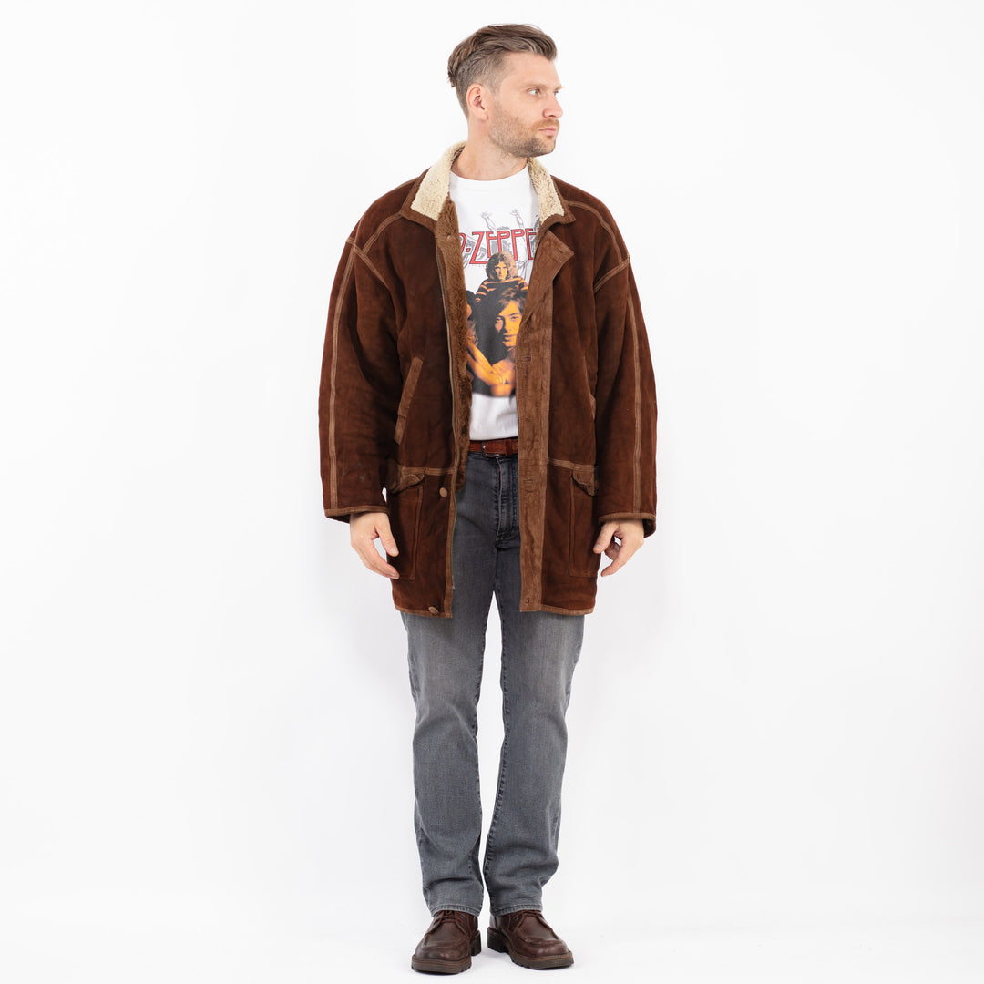 Vintage 90's Men Sheepskin Coat in BrownZ2113