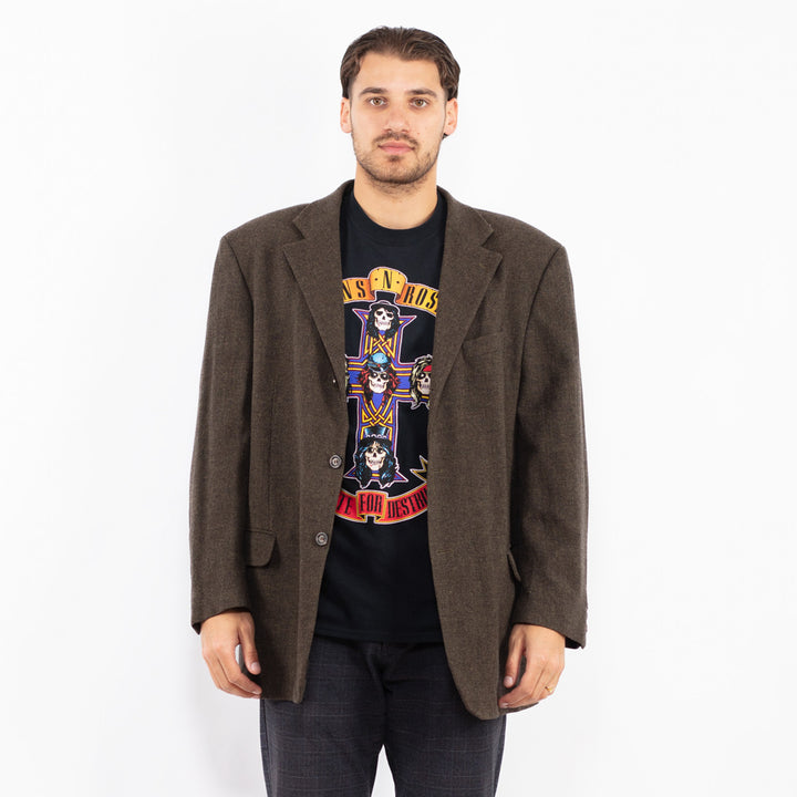 Vintage 00's Men Wool Blend Blazer Jacket in BrownZ2428