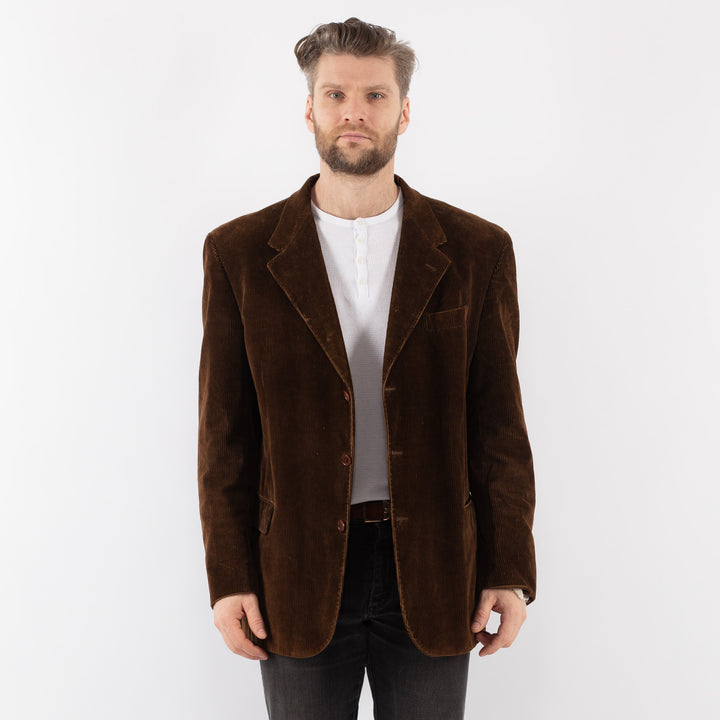 Vintage 70's Men Corduroy Blazer Jacket in BrownZ983