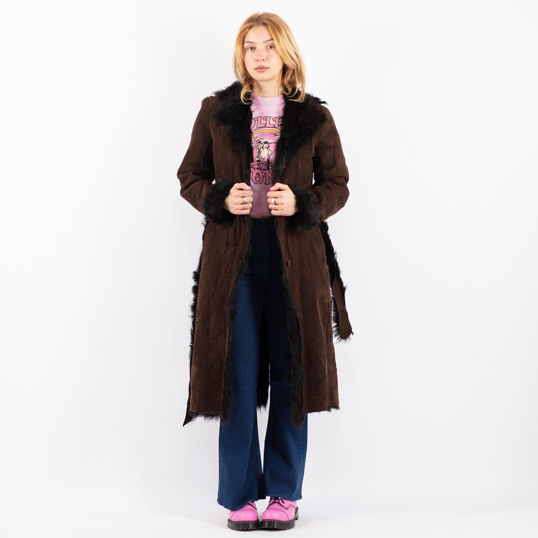 Vintage 90's Women Sheepskin Coat in BrownV9580