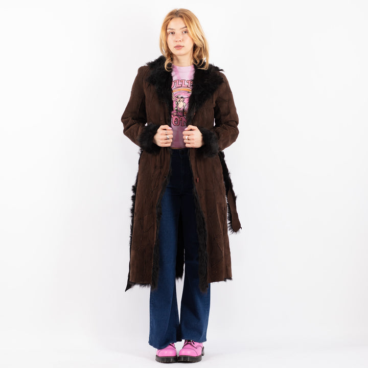 Vintage 90's Women Sheepskin Coat in BrownV9580