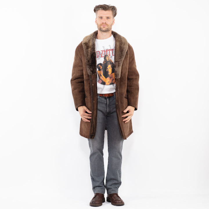 Vintage 70's Men Sheepskin Coat in BrownZ2115