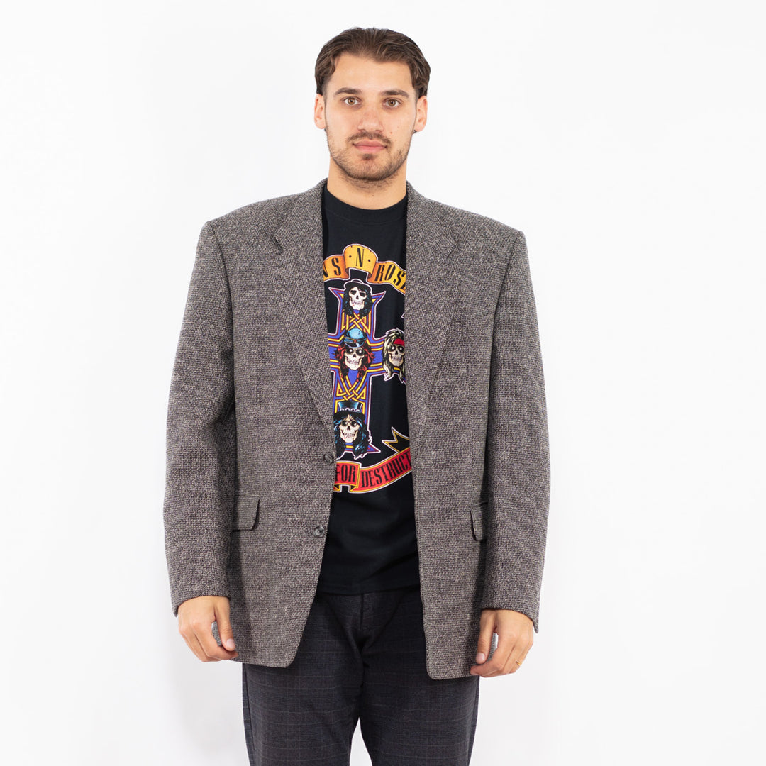 Vintage 90's Men Wool Blazer Jacket in GrayZ2430
