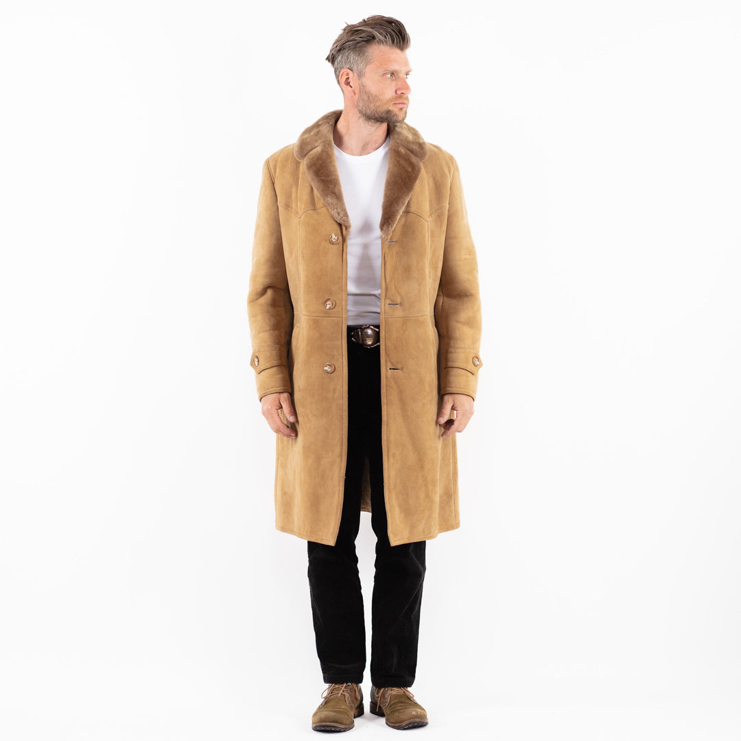Vintage 70's Men Sheepskin Coat in BeigeZ1893