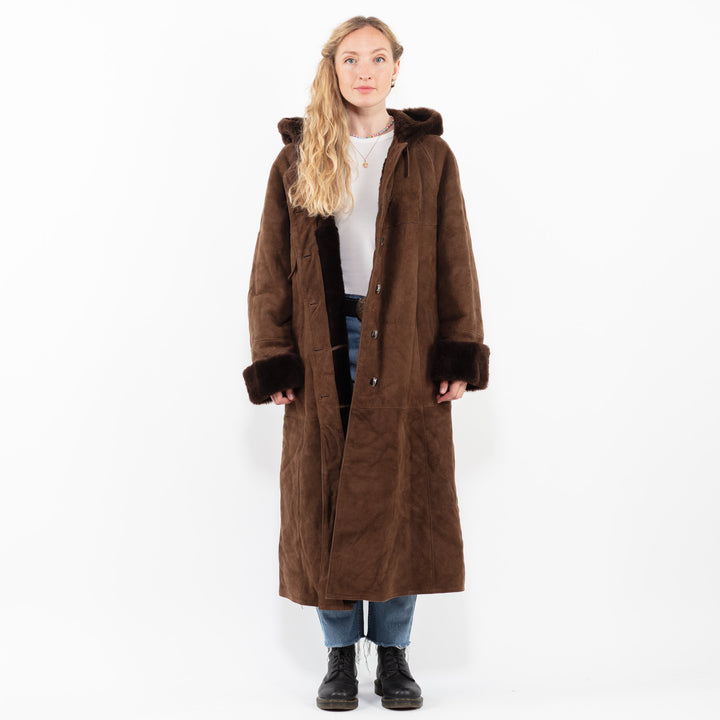 Vintage 80's Women Sheepskin Coat in BrownA0325