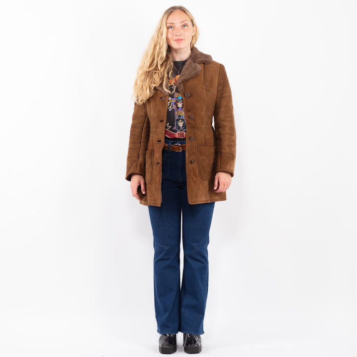 Vintage 70's Women Sheepskin Coat in BrownA0426