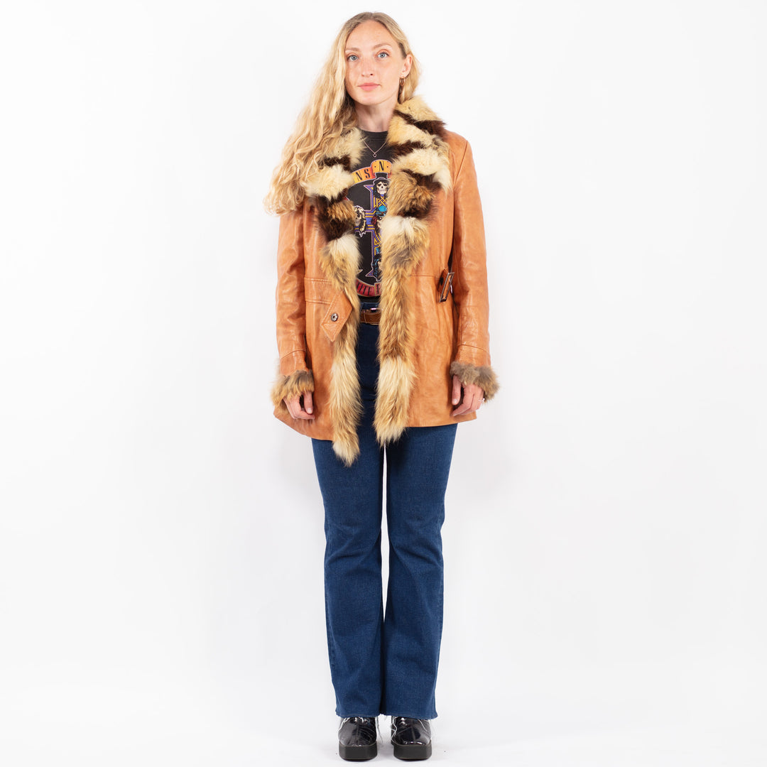 Vintage 90's Women Leather Jacket in BrownA0427