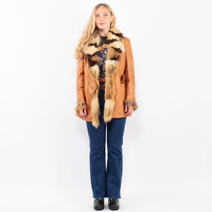 Vintage 90's Women Leather Jacket in BrownA0427