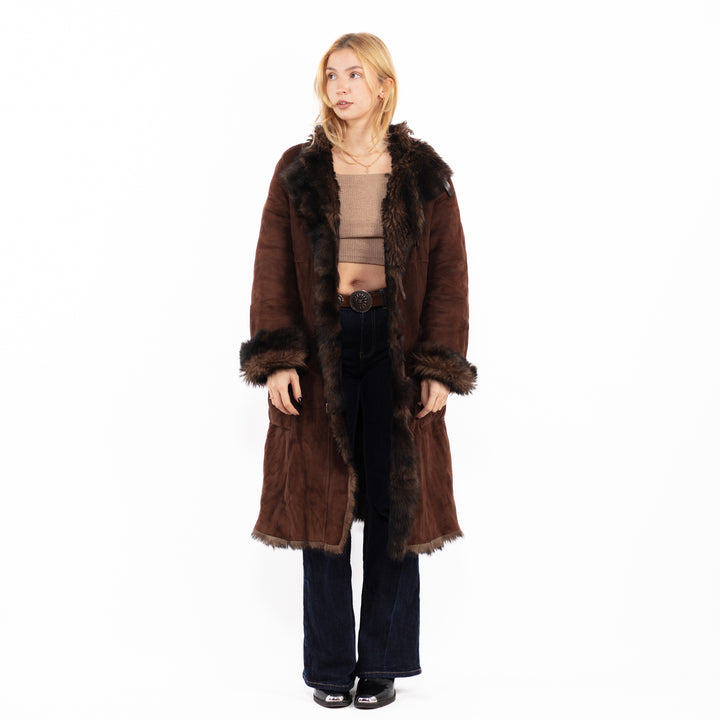 Vintage 00's Penny Lane Sheepskin Coat in Brown