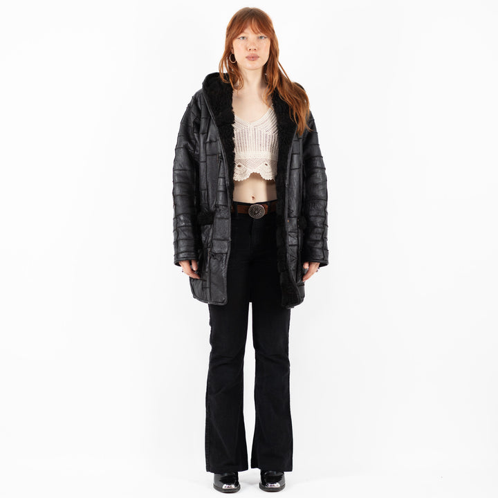 Vintage 90's Women Sheepskin Coat in BlackV9823