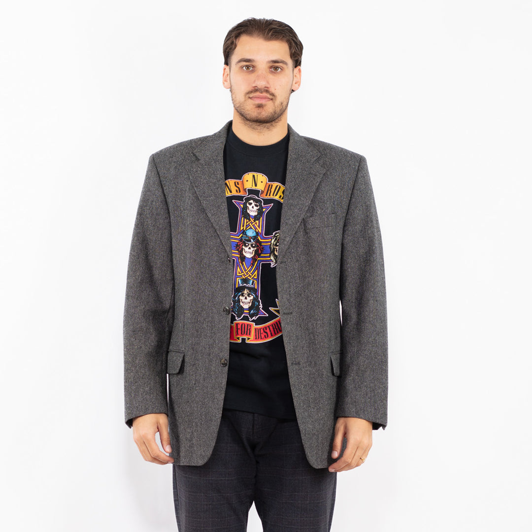 Vintage 90's Men Wool Blazer Jacket in GrayZ2433