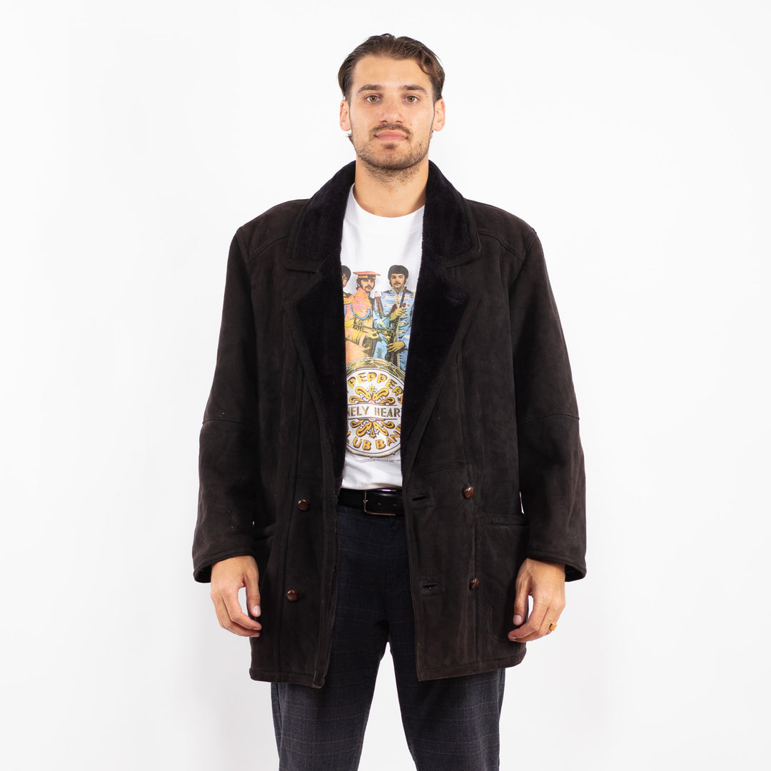 Vintage 90's Men Sheepskin Coat in BrownZ2235