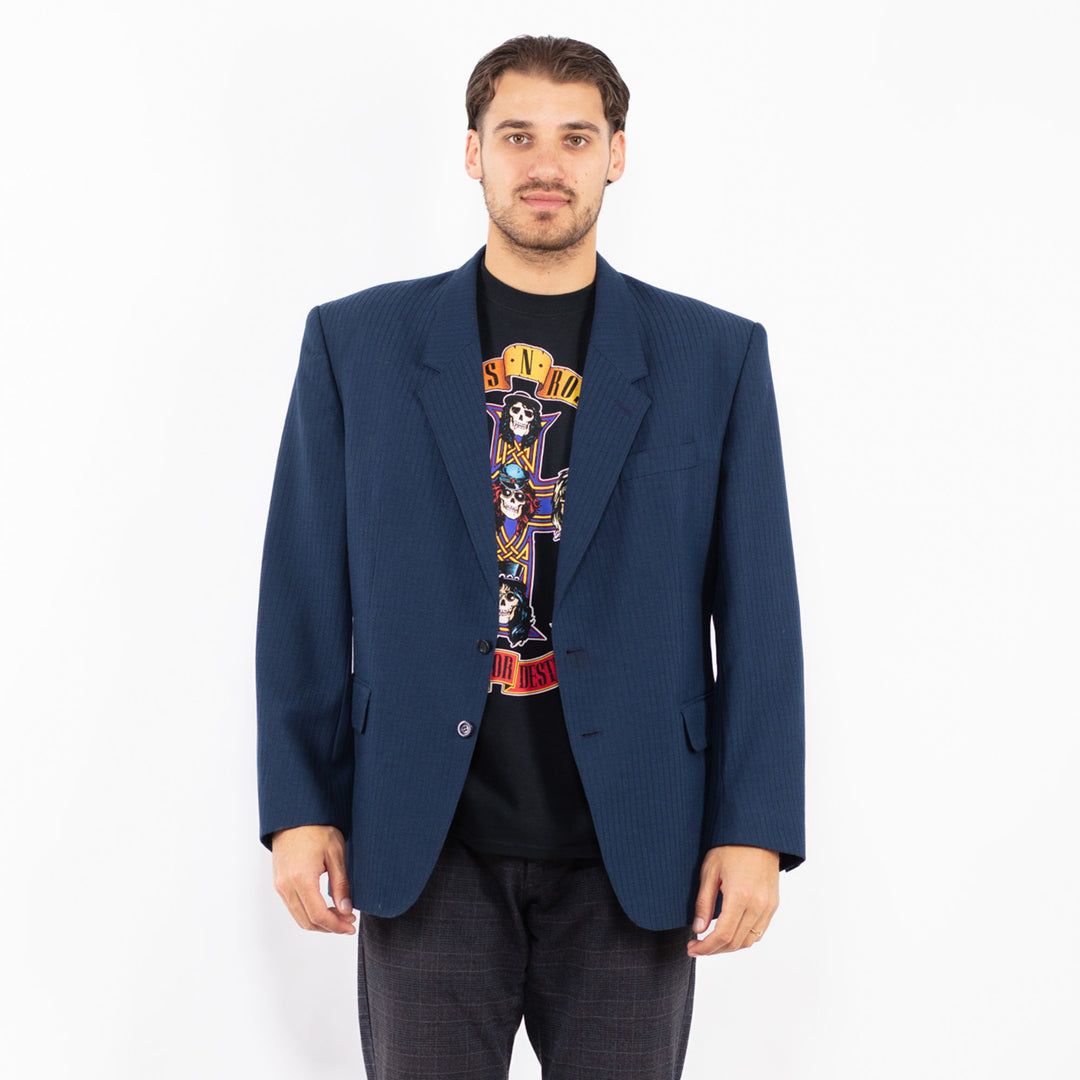 Vintage 70's Men Wool Blend Blazer Jacket in BlueZ2434