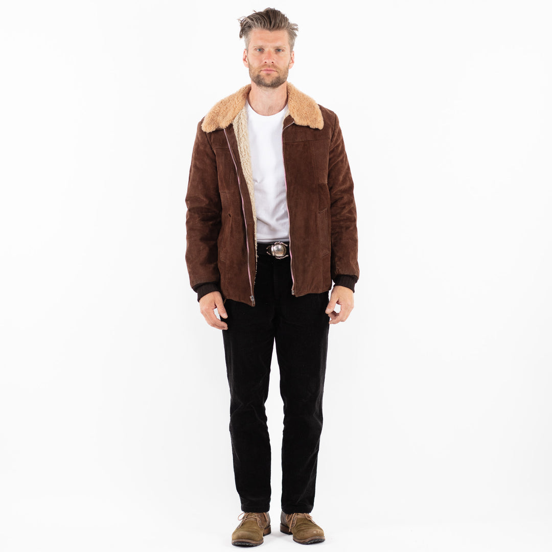 Vintage 70's Men Suede Sherpa Jacket in BrownZ1897