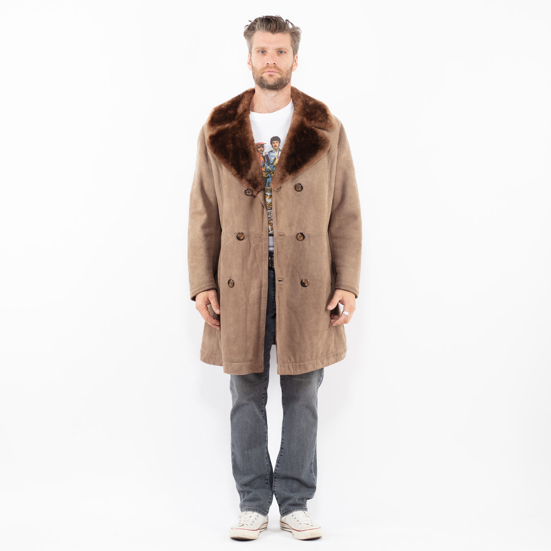 Vintage 70's Men Sheepskin Coat in BeigeZ1997