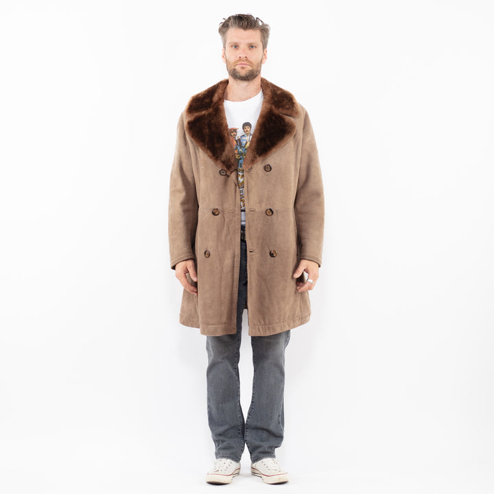 Vintage 70's Men Sheepskin Coat in BeigeZ1997