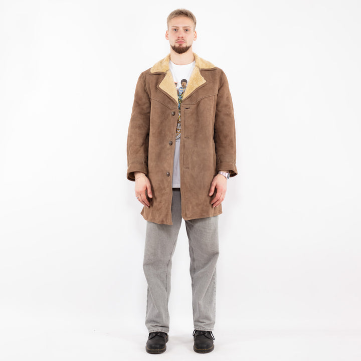 Vintage 70's Men Sheepskin Coat in Light Brown