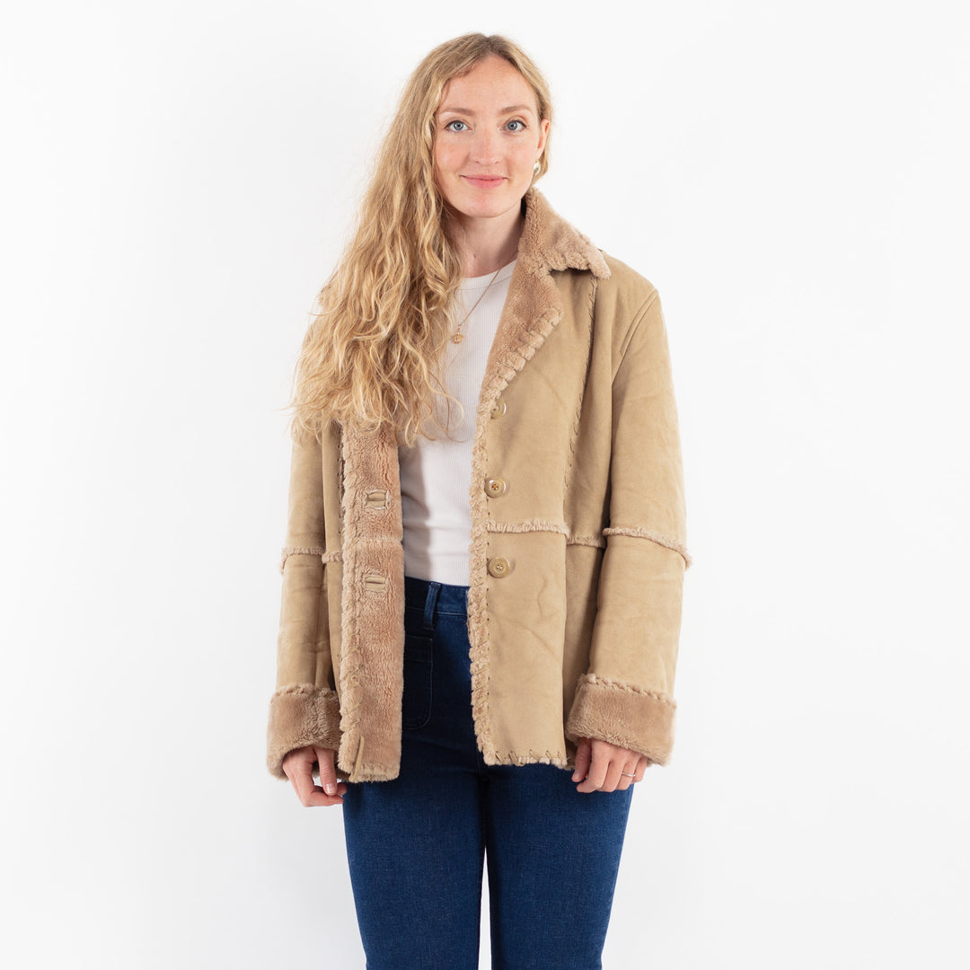 Vintage 00's Women Faux Sheepskin Jacket in BeigeV9931