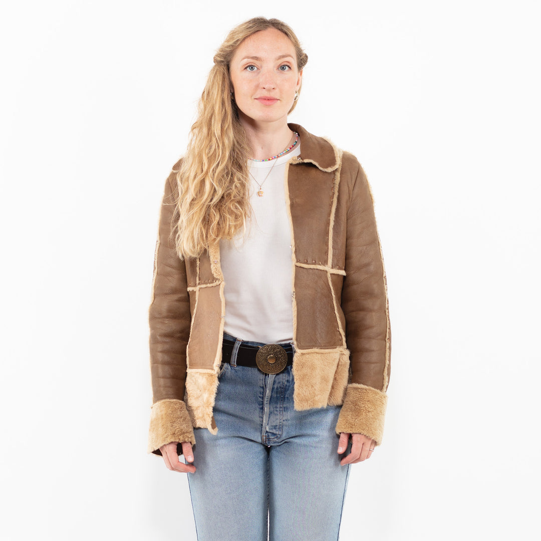 Vintage 90's Women Sheepskin Jacket in BrownA0331