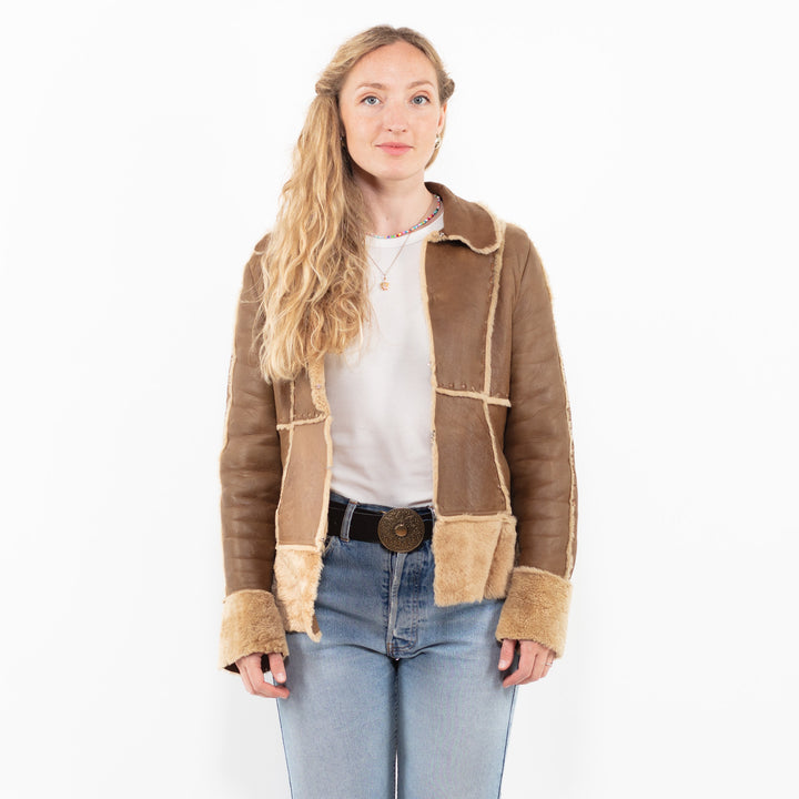 Vintage 90's Women Sheepskin Jacket in BrownA0331