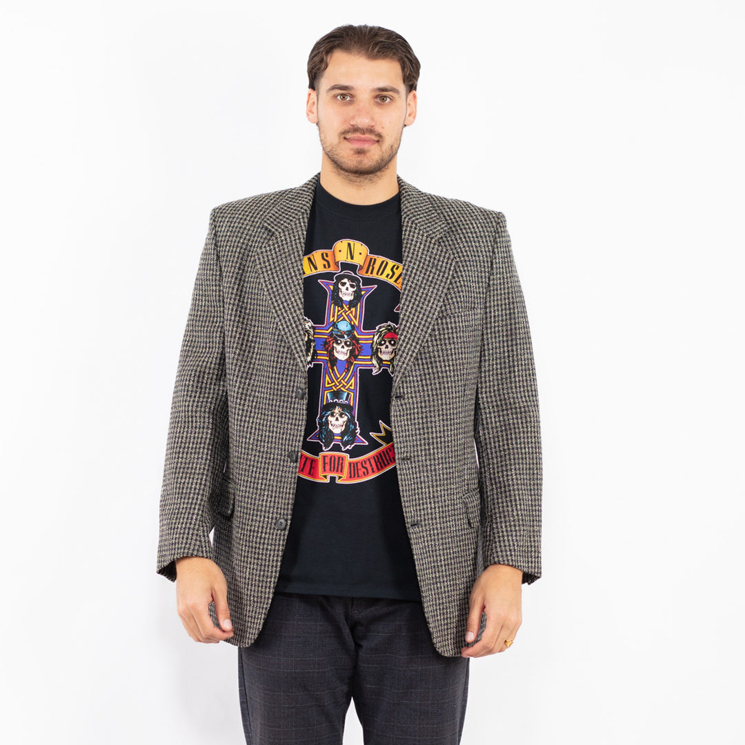 Vintage 80's Men Wool Blend Blazer Jacket in GrayZ2437