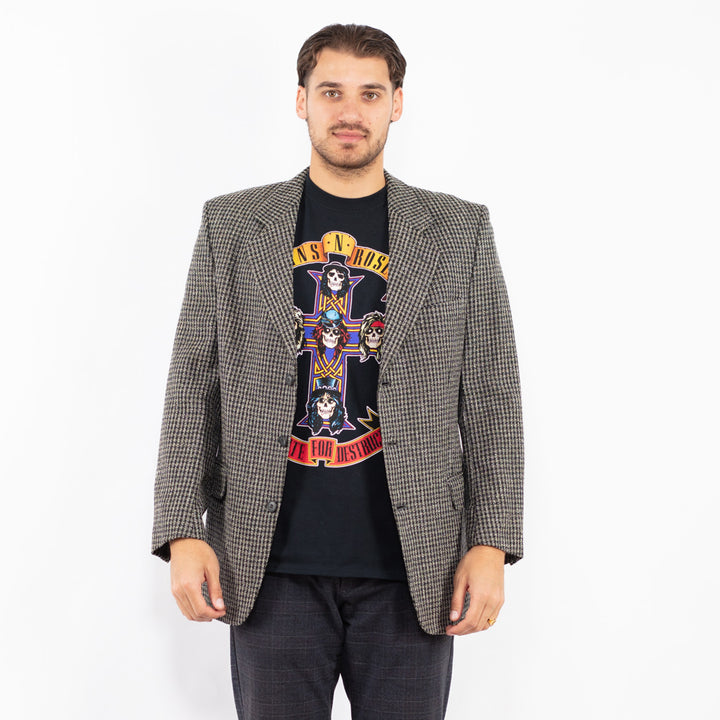 Vintage 80's Men Wool Blend Blazer Jacket in GrayZ2437