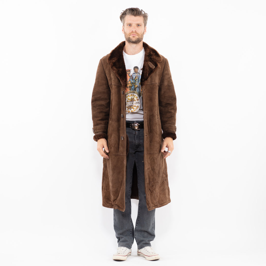 Vintage 70's Men Sheepskin Coat in BrownZ1998