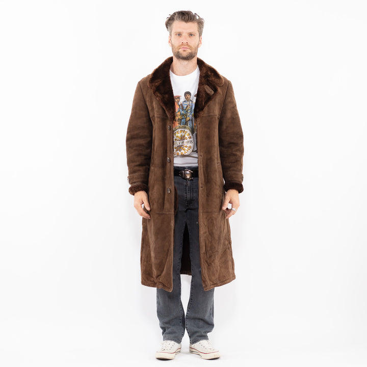 Vintage 70's Men Sheepskin Coat in BrownZ1998