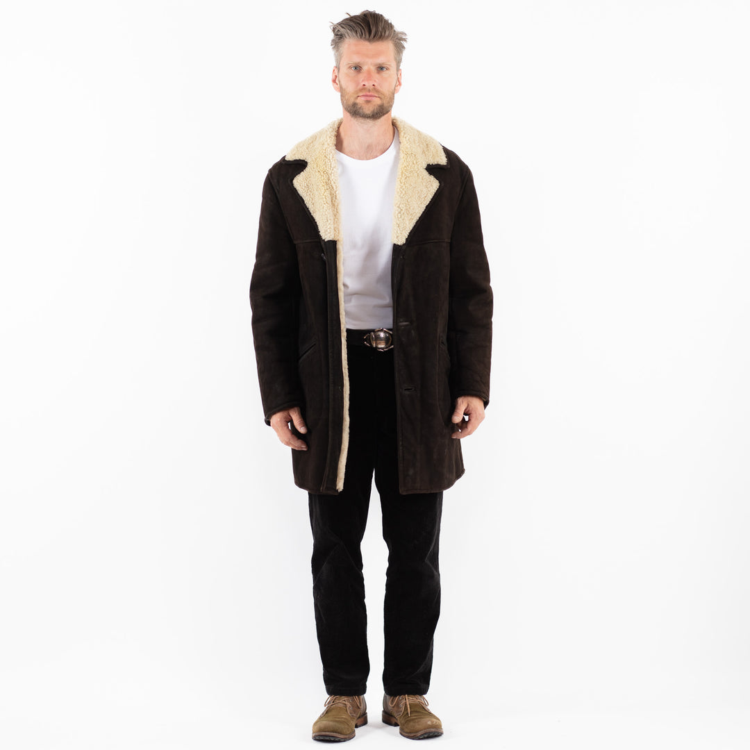 Vintage 70's Men Sheepskin Coat in BrownZ1900