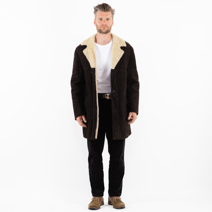 Vintage 70's Men Sheepskin Coat in BrownZ1900