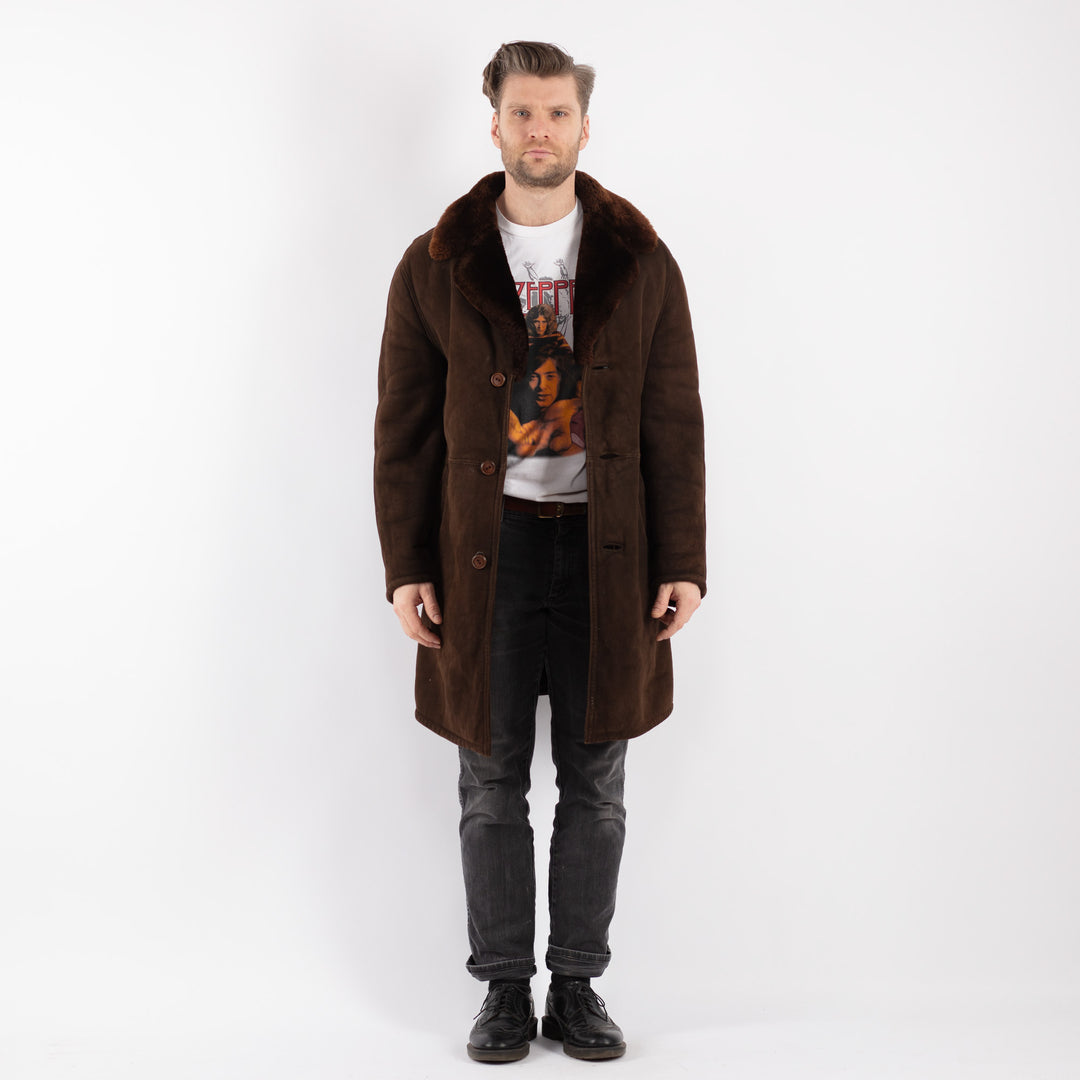 Vintage 70's Men Sheepskin Coat in BrownZ461