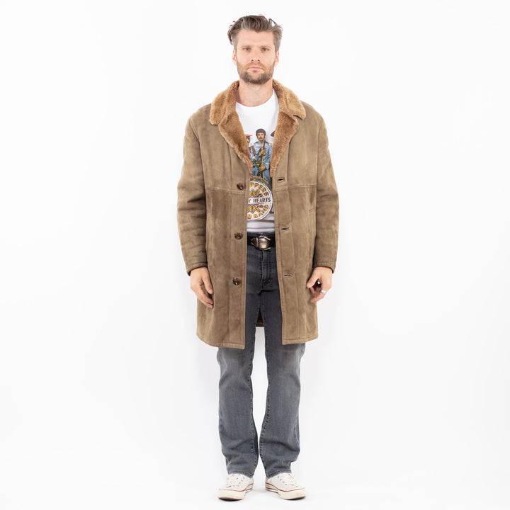 Vintage 70's Men Sheepskin Coat in BeigeZ1999