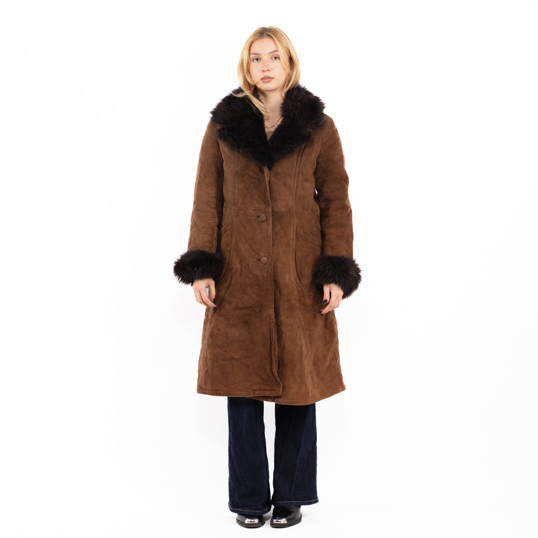 Vintage 70's Penny Lane Sheepskin Coat in Brown