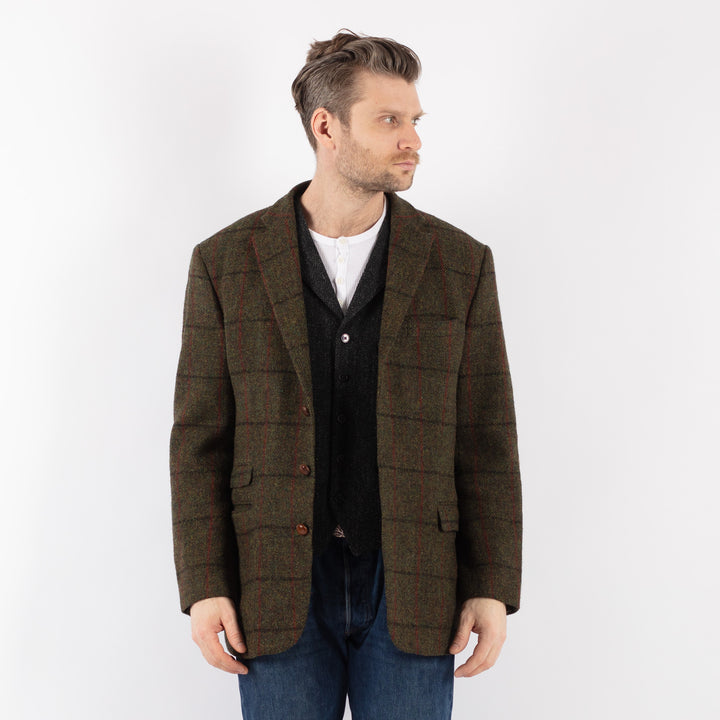 Vintage 90's Men Harris Tweed Jacket in GreenZ1208