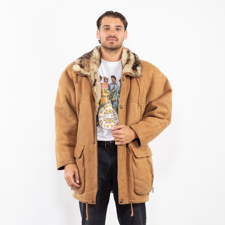 Vintage 80's Men Sheepskin Coat in BeigeZ2241