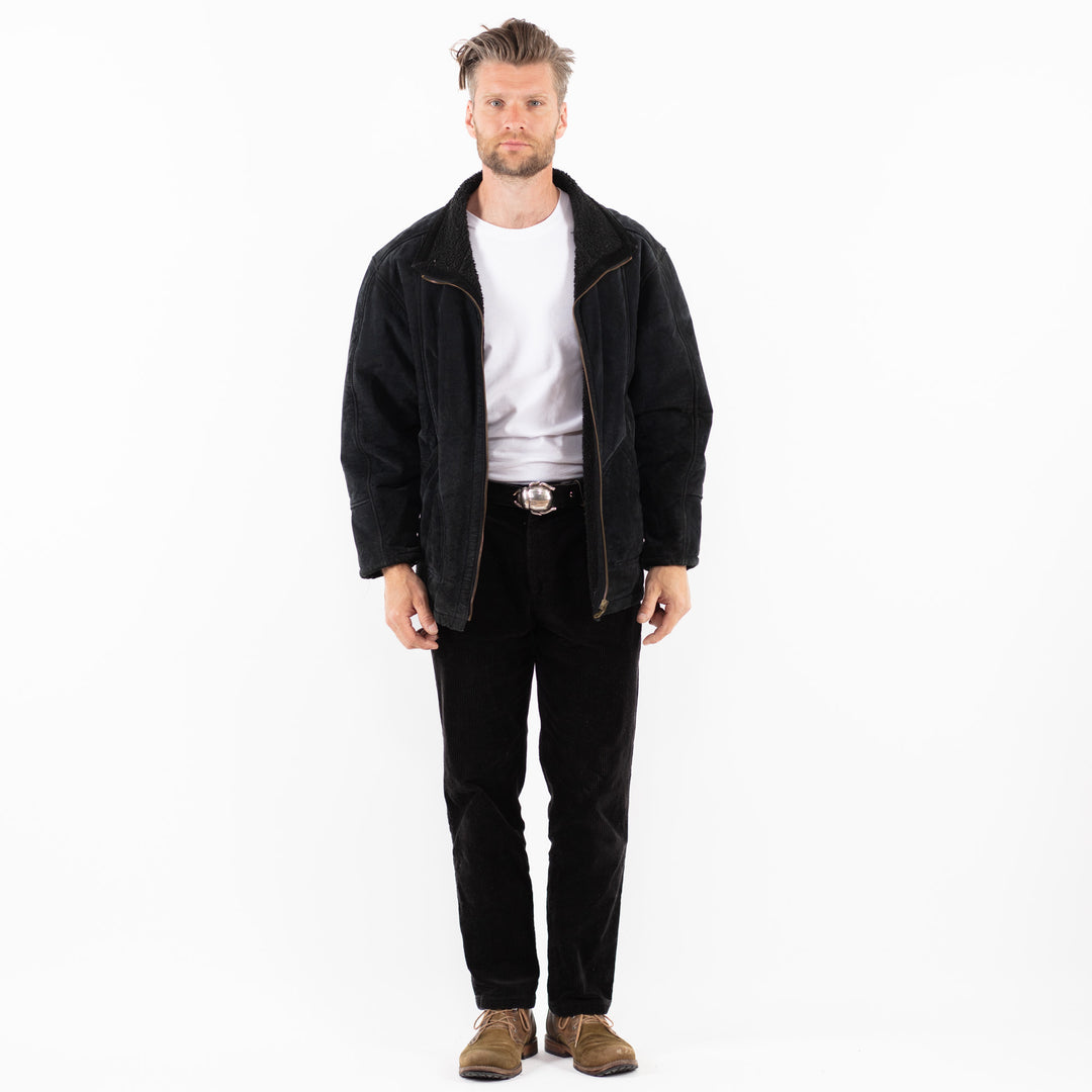 Vintage 90's Men Suede Sherpa Jacket in BlackZ1902