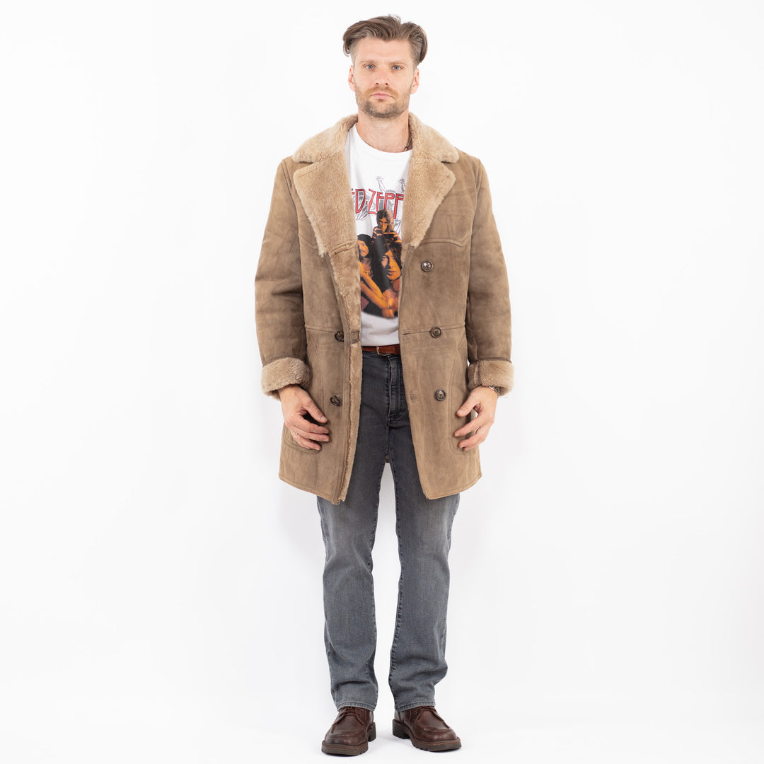Vintage 70's Men Sheepskin Coat in BeigeZ2125