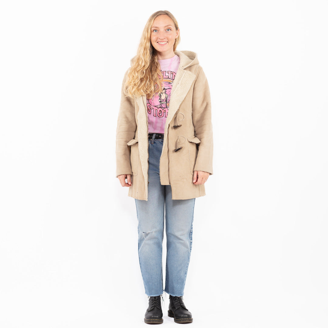 Vintage 00's Women Faux Sheepskin Coat in BeigeA0585