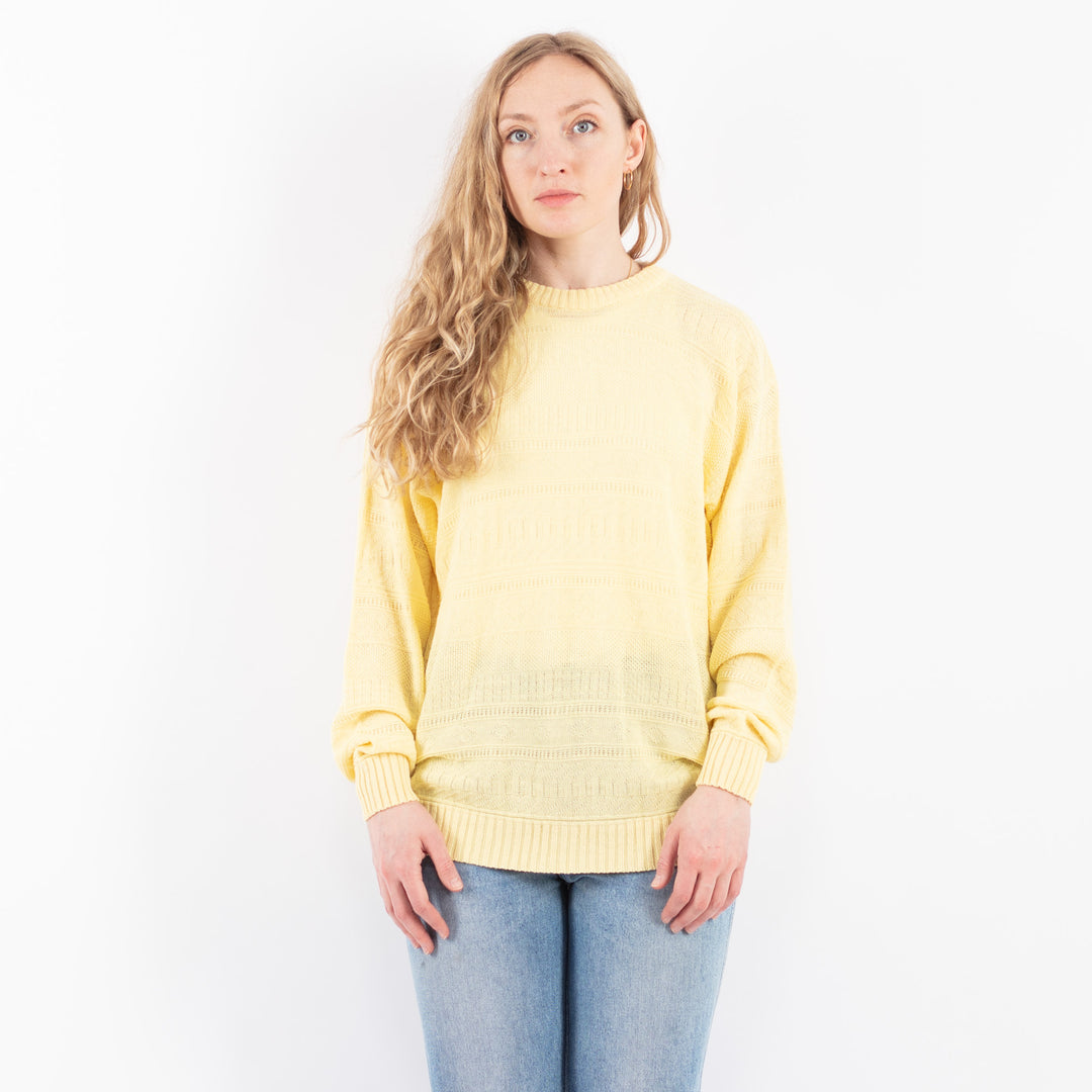 Vintage 90's Women Wool Blend Sweater in Yellow