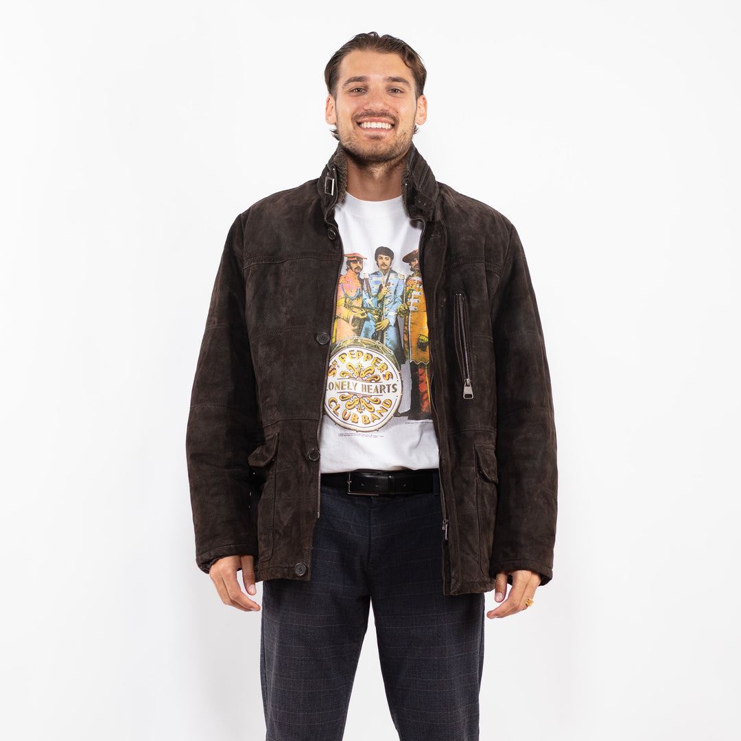 Vintage 90's Men Suede Sherpa Jacket in BrownZ2243