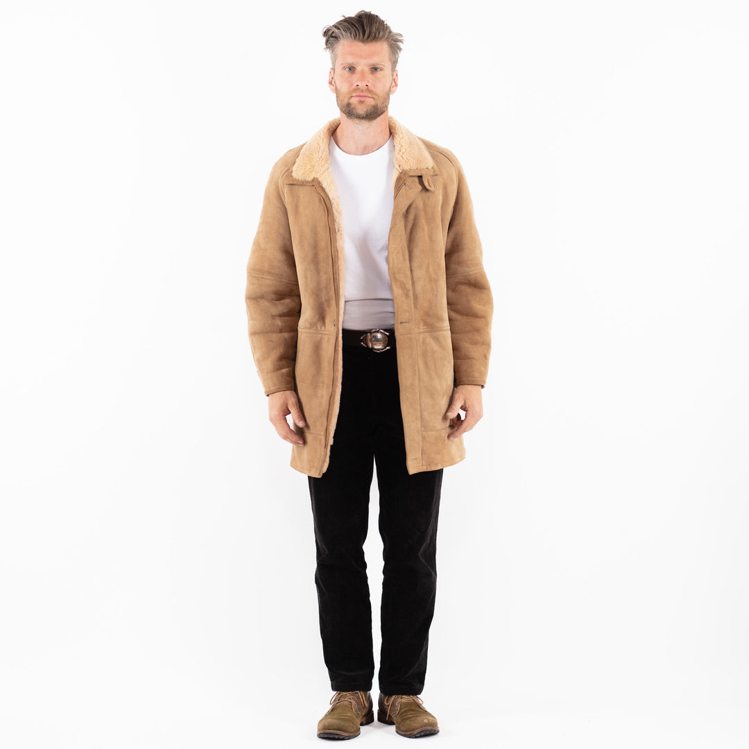 Vintage 90's Men Sheepskin Coat in BeigeZ1904