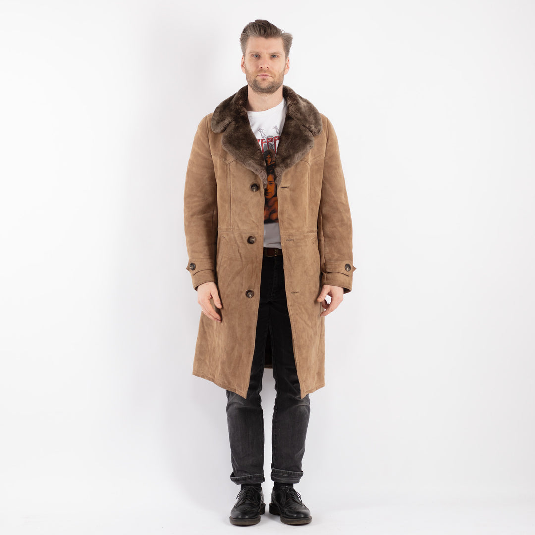 Vintage 70's Men Sheepskin Coat in BeigeZ463