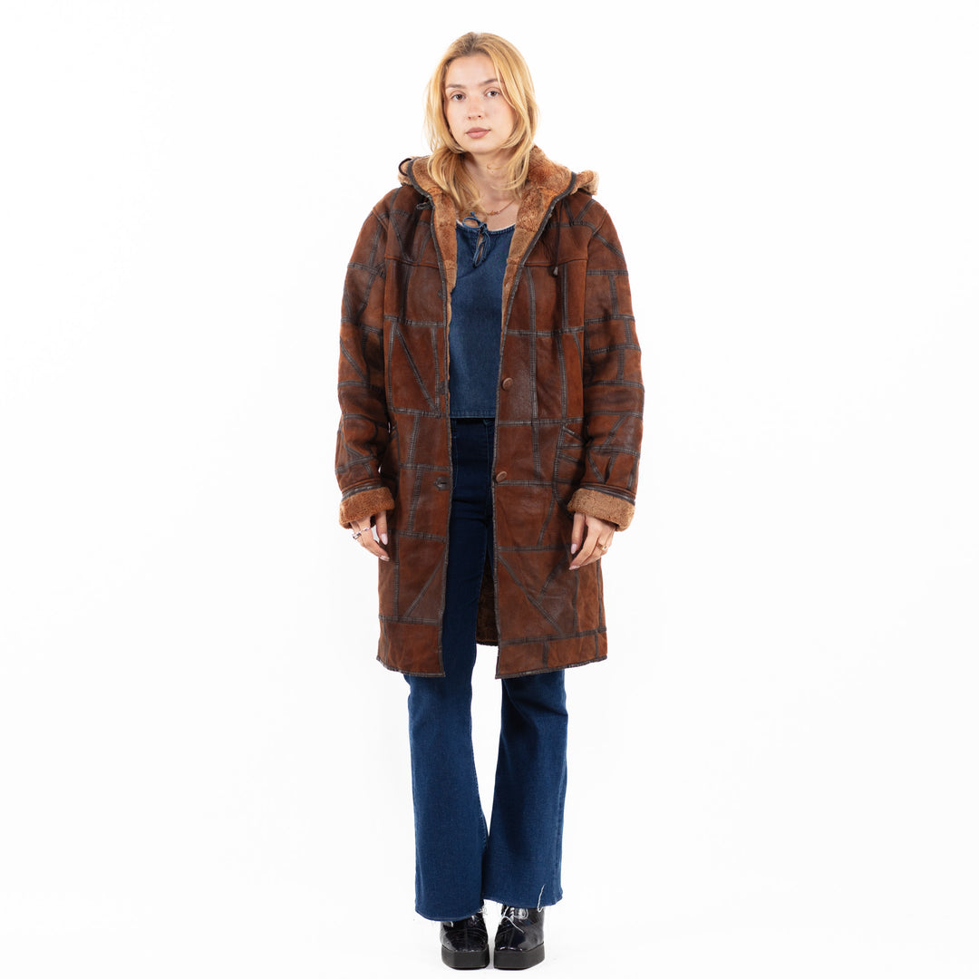 Vintage 90's Women Sheepskin Coat in BrownA0126