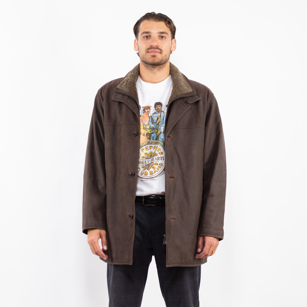 Vintage 90's Men Leather Coat in BrownZ2245