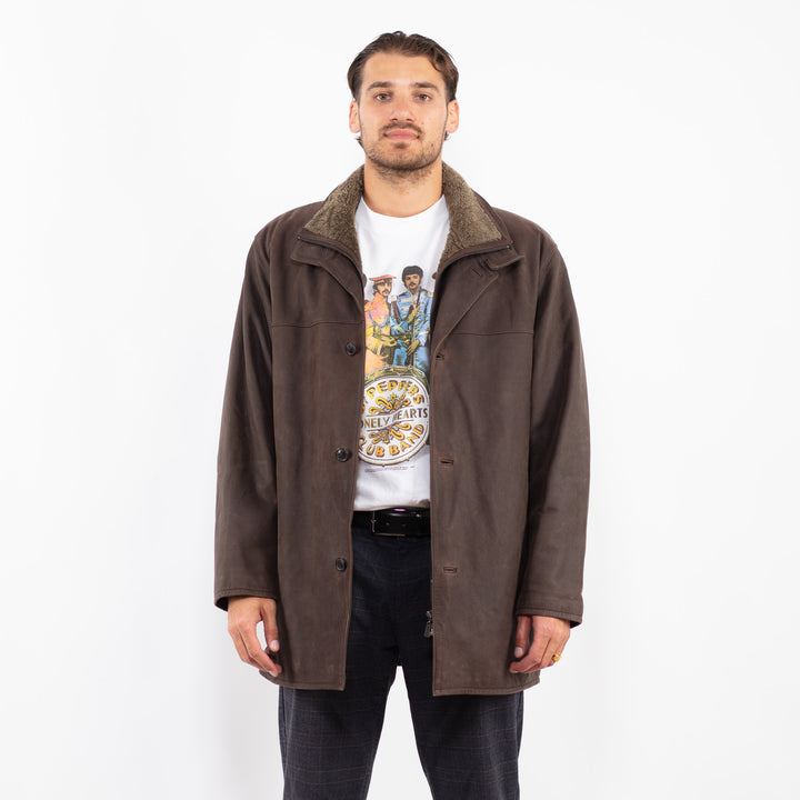 Vintage 90's Men Leather Coat in BrownZ2245