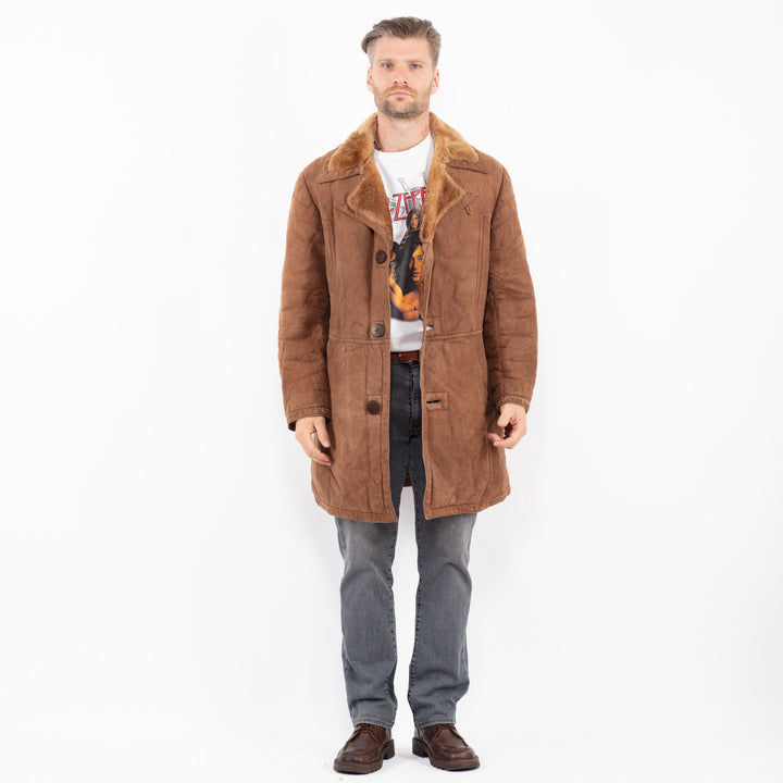Vintage 70's Men Sheepskin Coat in BrownZ2129