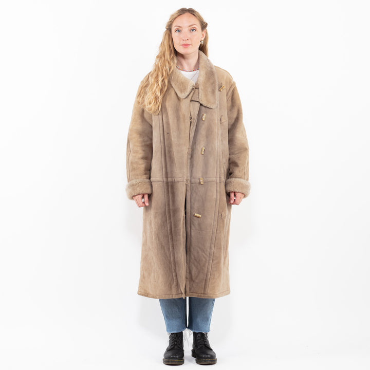 Vintage 80's Women Sheepskin Coat in BeigeA0338