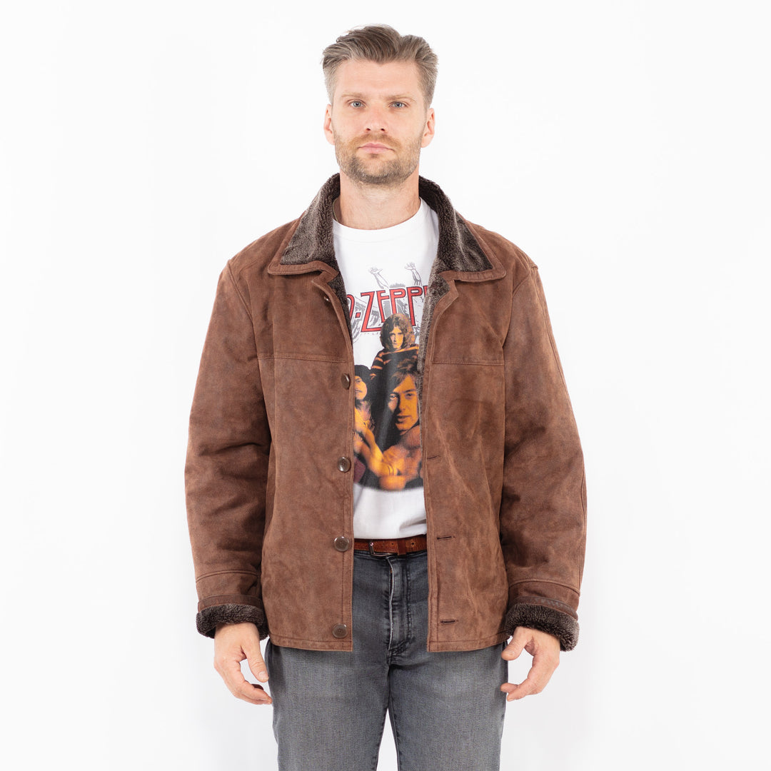 Vintage 90's Men Suede Sherpa Jacket in BrownZ2130