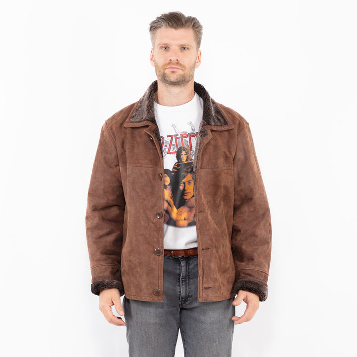 Vintage 90's Men Suede Sherpa Jacket in BrownZ2130