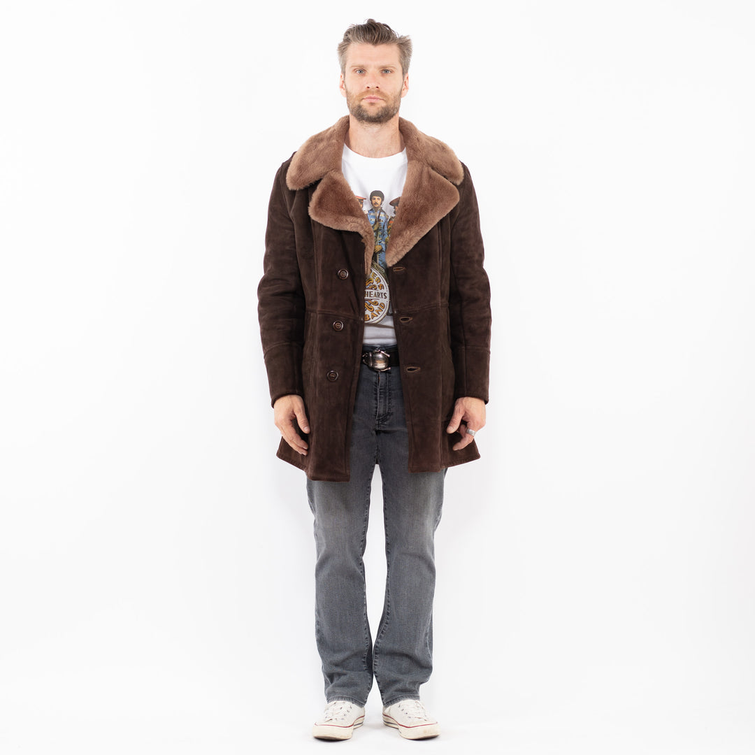 Vintage 70's Men Sheepskin Coat in BrownZ2006